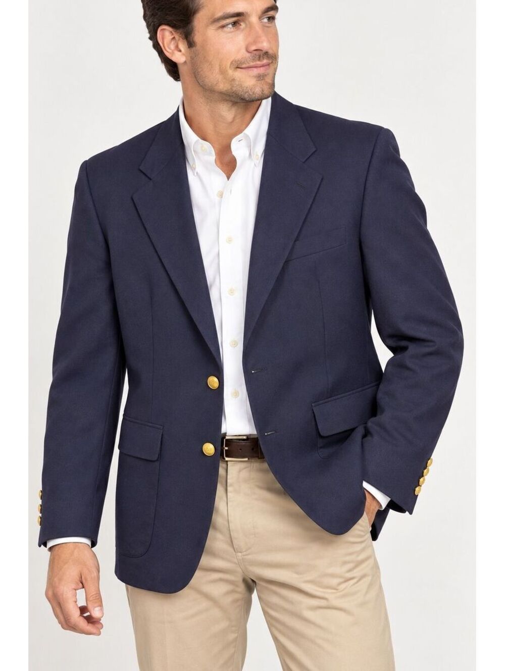 Vintage Cricketeer Ungers Navy Blazer Gold Buttons Men's Sport Coat USA 38R